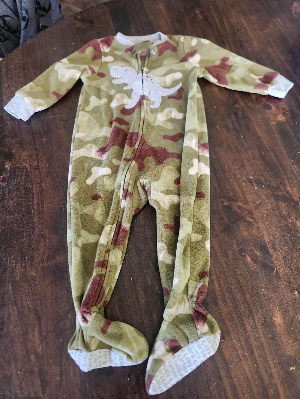 Carter's Baby Camouflage Dino Zip One-Piece Pajamas - Green